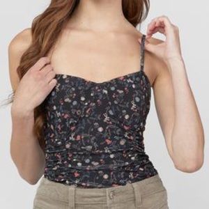 FOREVER 21 floral ruched cami bodysuit NWT